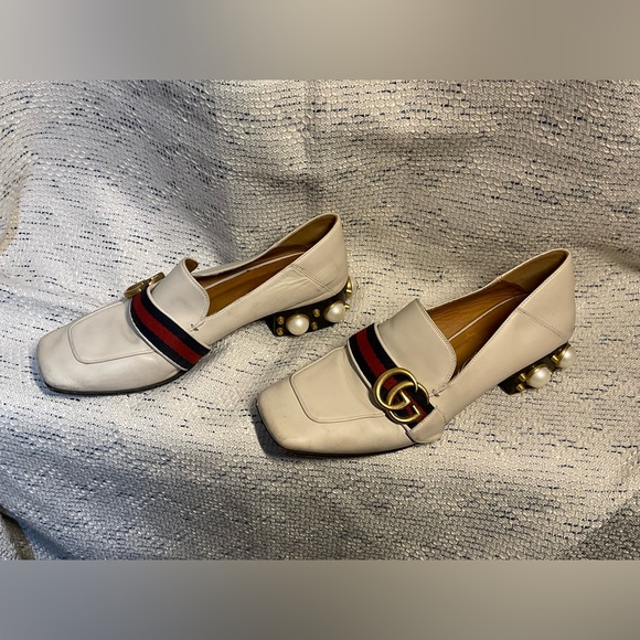 Gucci Marmont Studded Size: 37 Pearl Loafer Flats - Picture 2 of 5